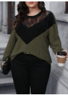SHEIN Essnce Plus Size Lace Patchwork Sweatshirt